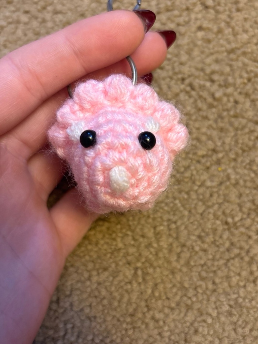 Handmade Pink Crochet Small Pet Toy Keychain
